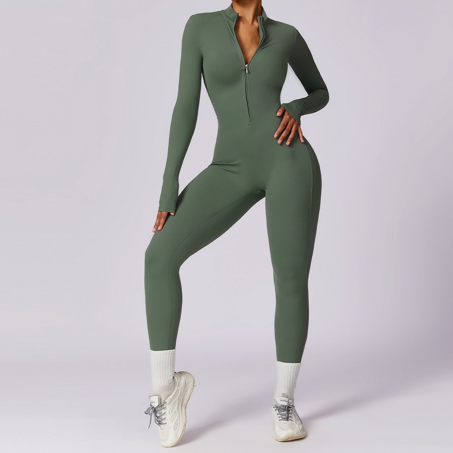 Mia Active Zip-Front Jumpsuit